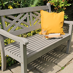 Small Image of Winawood Speyside 2 Seater Wood Effect Garden Bench in Stone Grey