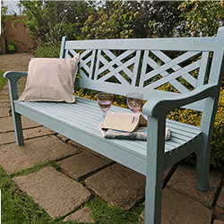 Small Image of Winawood Speyside 3 Seater Wood Effect Garden Bench in Blue