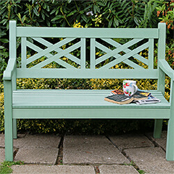 Small Image of Winawood Speyside 2 Seater Wood Effect Garden Bench in Duck Egg Green