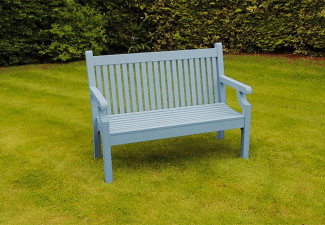 Image of Sandwick Winawood 2 Seater Wood Effect Garden Bench - Blue