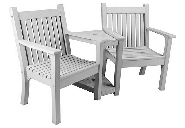 Image of Sandwick Winawood 2 Seater Wood Effect Love Seat - Stone Grey