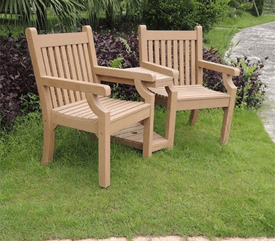 Image of Sandwick Winawood 2 Seater Wood Effect Love Seat - Teak Finish