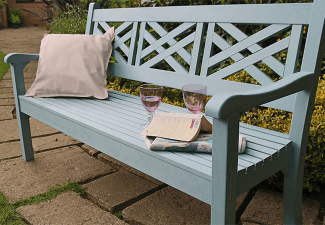 Image of Winawood Speyside 3 Seater Wood Effect Garden Bench in Blue