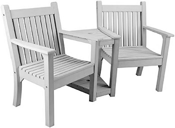 Image of Sandwick Winawood 2 Seater Wood Effect Love Seat - Stone Grey