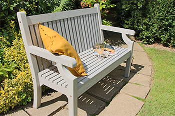 Image of Winawood Sandwick 3 Seater Wood Effect Garden Bench in Stone Grey