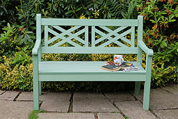 Image of Winawood Speyside 2 Seater Wood Effect Garden Bench in Duck Egg Green