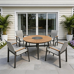 Image of Garden Living Cozumel 4 Seater Round Dining Set by Woodlodge - NO PARASOL