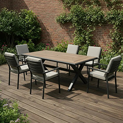 Image of Garden Living  Montreal Deluxe 6 Seater Dining Set by Woodlodge - NO PARASOL